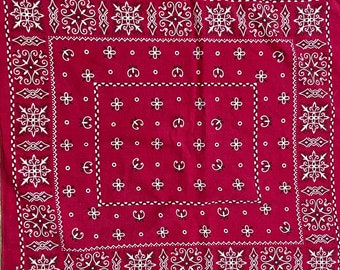 Vintage Soft and Broken-In Red Bandanna FAST COLOR Made In USA Unique Pattern Elephant Brand Trunk Up