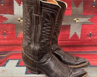 Broken in Vintage M.L. Leddy Black Leather Western Cowboy Boots Mens Size 10.5 Made in San Angelo Texas USA condition Issues Etsy Canada