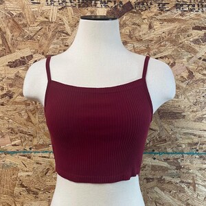 1990er Jahre Damen Geripptes, gestricktes Spaghetti Strap Tank Top Größe XS