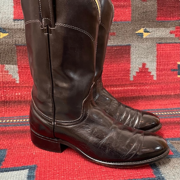 Vintage Laredo Western Black Leather Cowboy Roper Boots Men’s size 6.5 D Made In USA (ladies size 8)