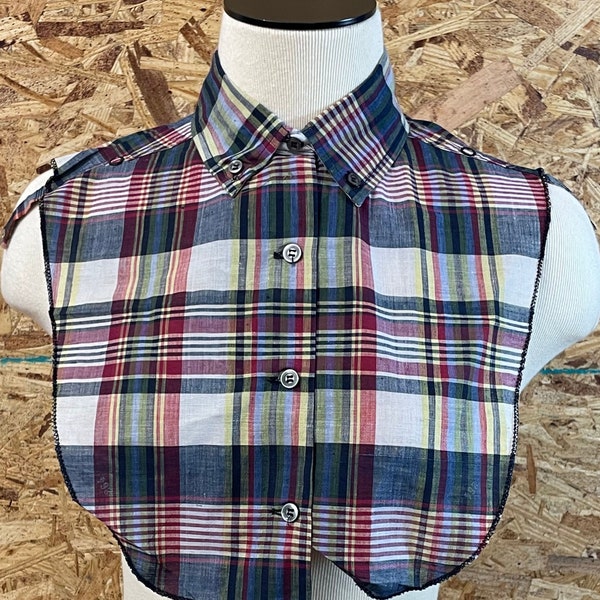 1960's India Madras Hand Woven plaid Dickey Ladies XS / S / M cadavres d'animaux