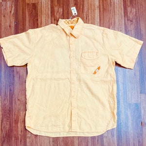 Vintage Mens Pepe Jeans London Oversized Button-Down short sleeve Linen Shirt Mens 2X / 3X