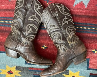 Stivali da cowboy occidentali vintage Wrangler da uomo rotti e invecchiati misura 8 5 D realizzati negli Stati Uniti Etsy Italia