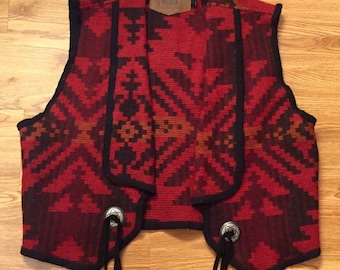 1990’s Made In USA Vintage Woolrich Southwestern Wool Concha Vest Ladies size L