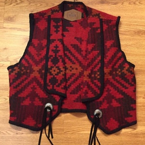 1990’s Made In USA Vintage Woolrich Southwestern Wool Concha Vest Ladies size L