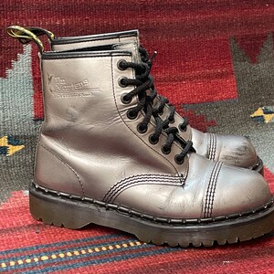 Vintage Silver Cap Toe Dr. Martens Made in England 8 Hole  display picture 3
