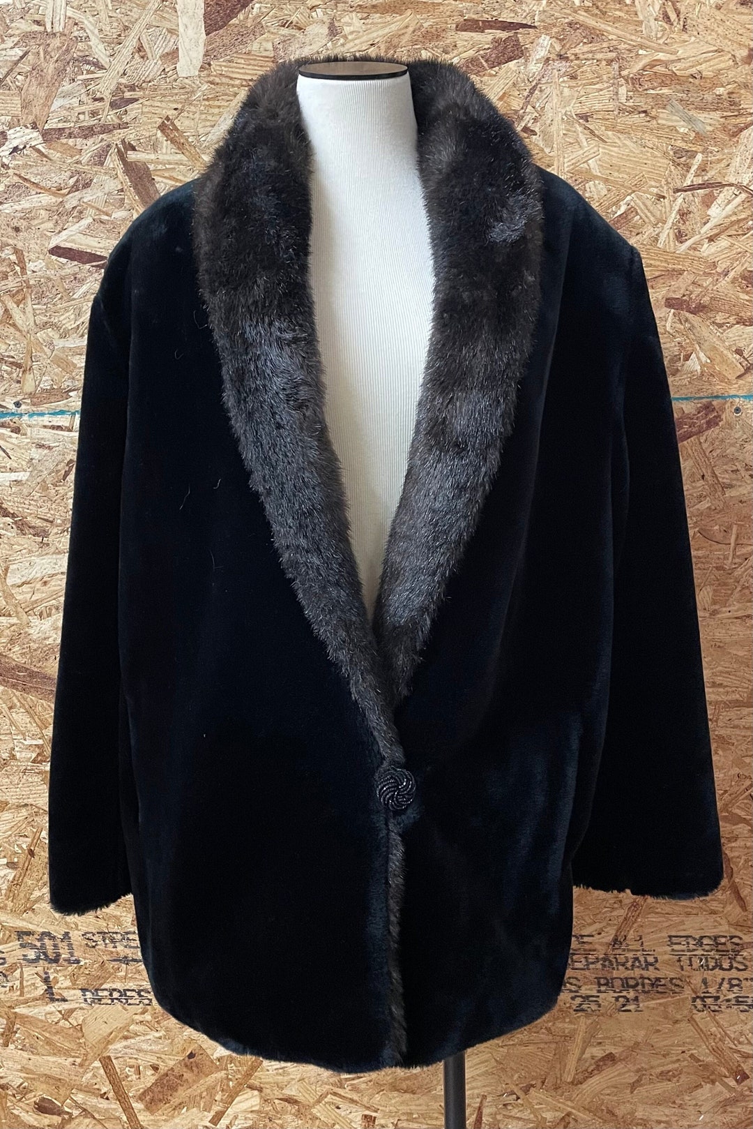 VINTA VINYL JACKET WITH FAUX FUR TRIMS - BLACK main image 1