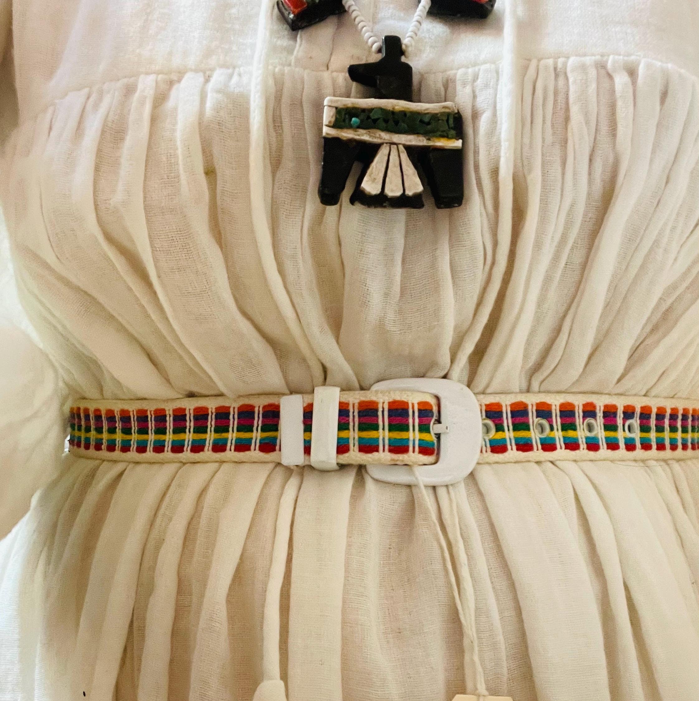 Vintage 70s 80s Rainbow Striped Embroidered Silver Beads Metallic Weave Belt 70s Rainbow Belt - Etsy main image 4