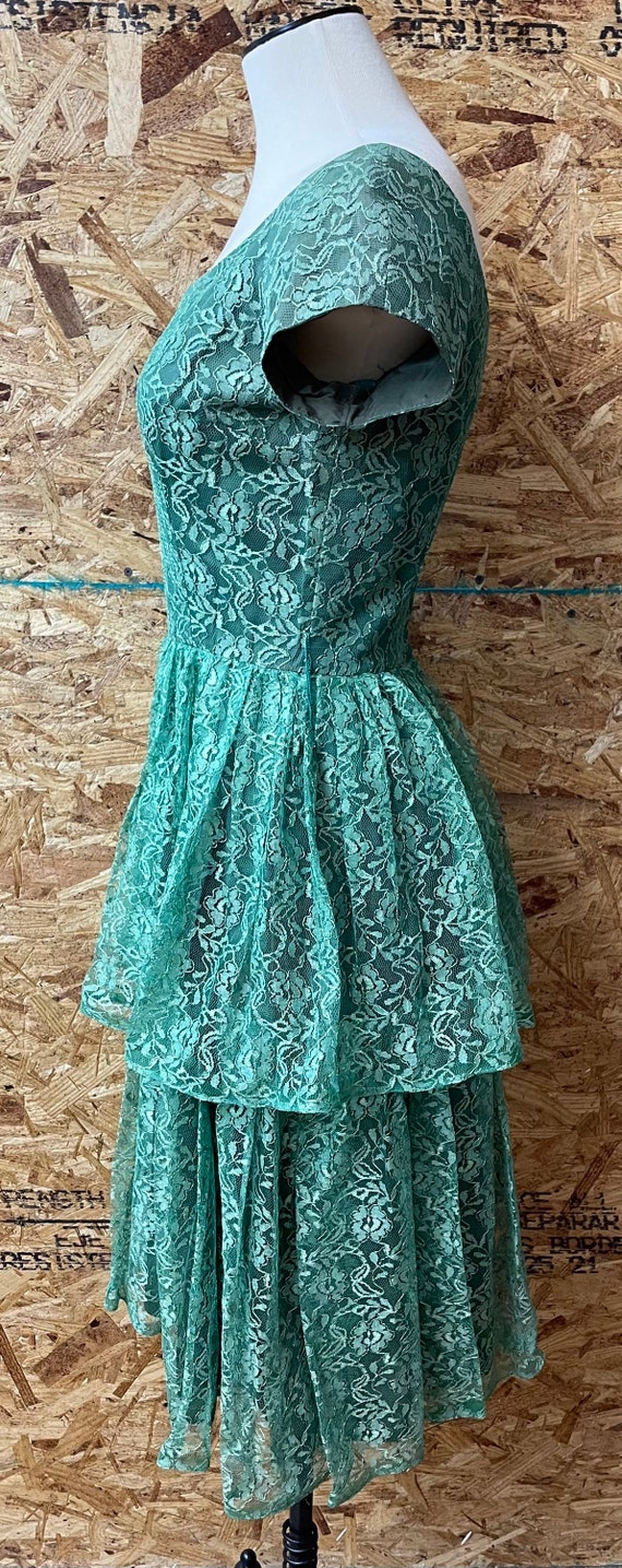 1950's Green Lace Cocktail Party Dress XXS / 0 - image 2