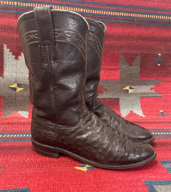 Ladies Vintage Black Leather Made in USA Justin Western Cowgirl