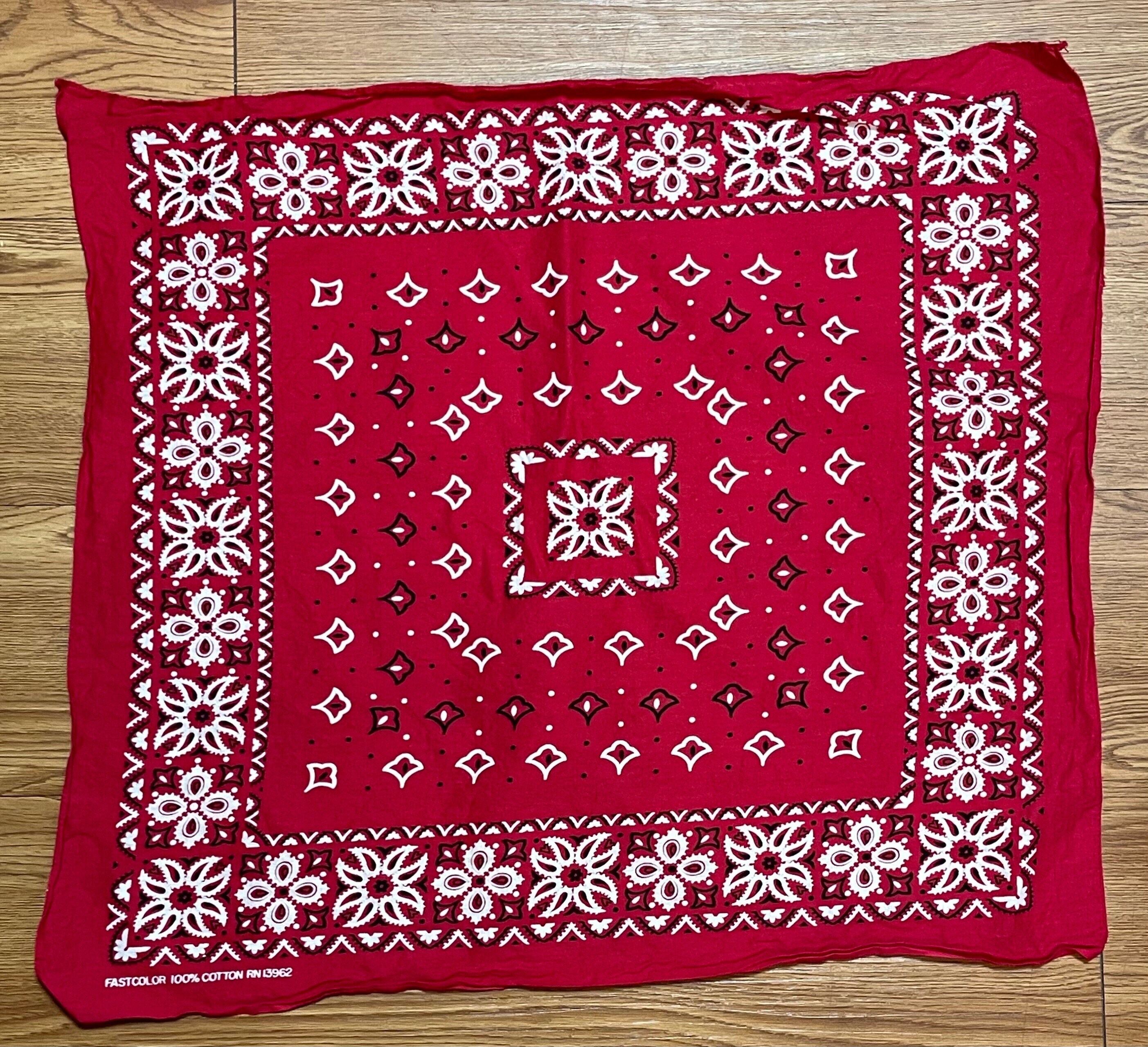 1960's / 1970's Vintage Broken-in Red Floral Pattern