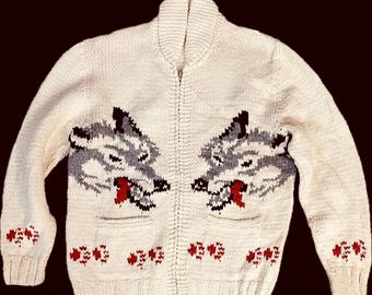 Vintage KANATA Hand Knit Chunky Cowichan Inspired Sweater Jacket