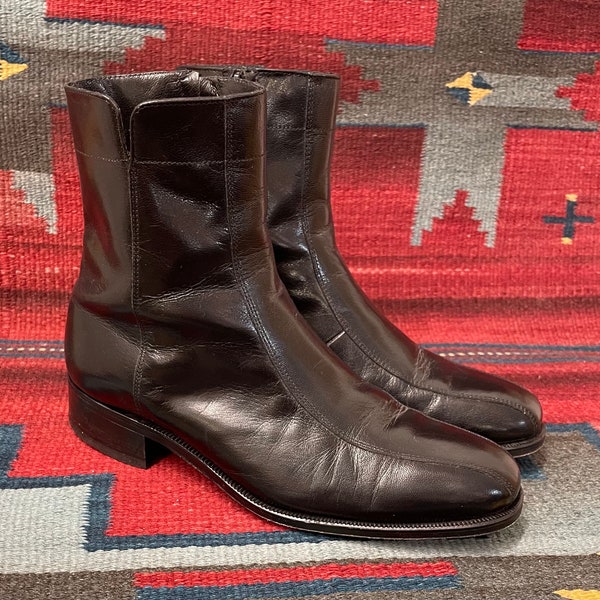 Men’s 1970’s / 1980s Black Leather Florsheim Shoe Boots size 8 D