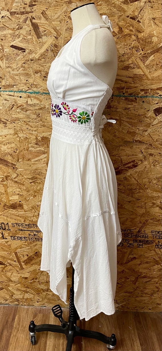 90’s  Vintage White Floral Embroidered Cotton Boh… - image 5