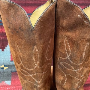 1970er / 1980er Jahre Levi's Orange Tab Herren Vintage Eingebrochene Cowboy Westernstiefel aus Wildleder Größe 12 D Bild 8