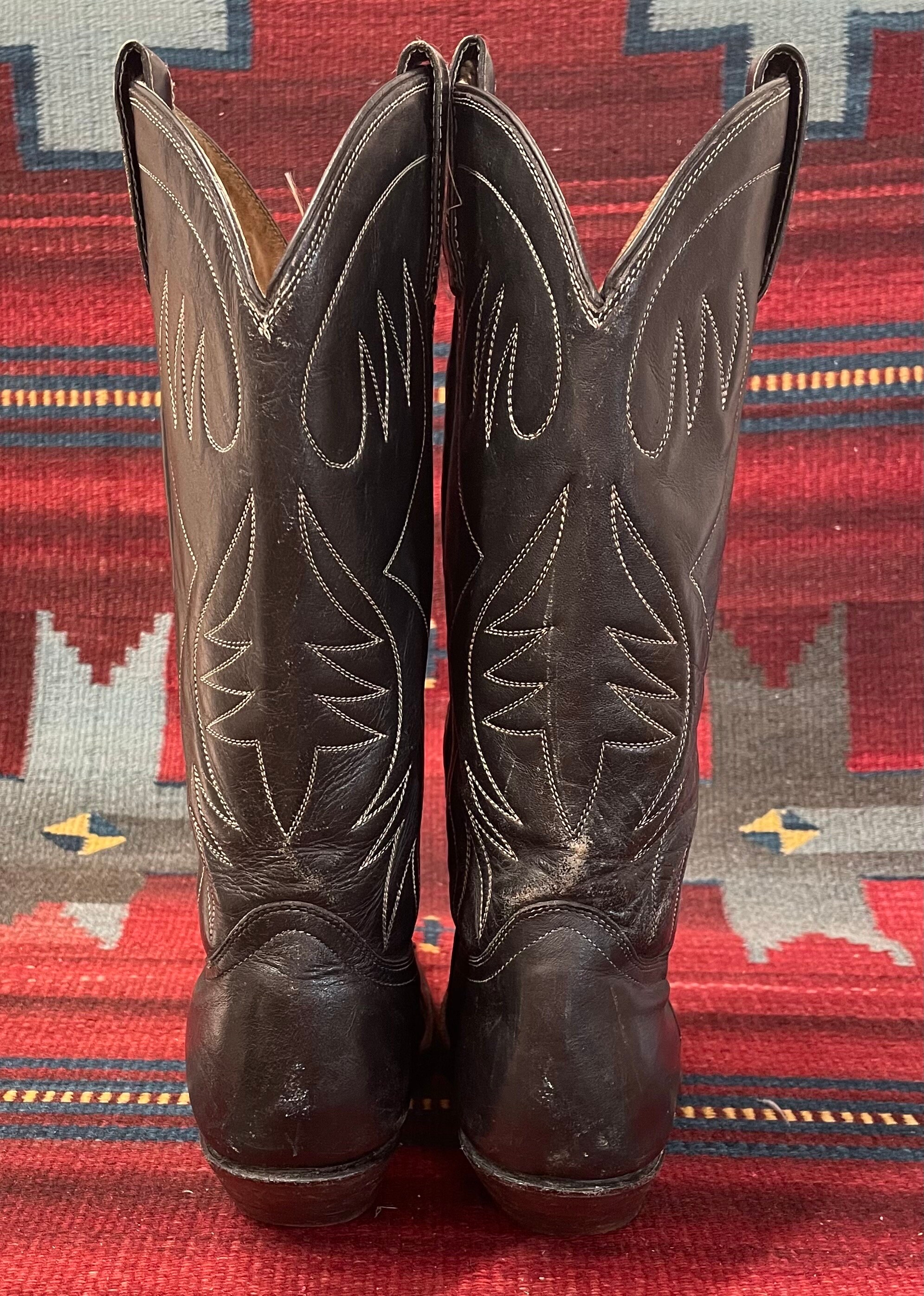 Botas Jaca 1950's Vintage Mens Silver Tip Black Leather