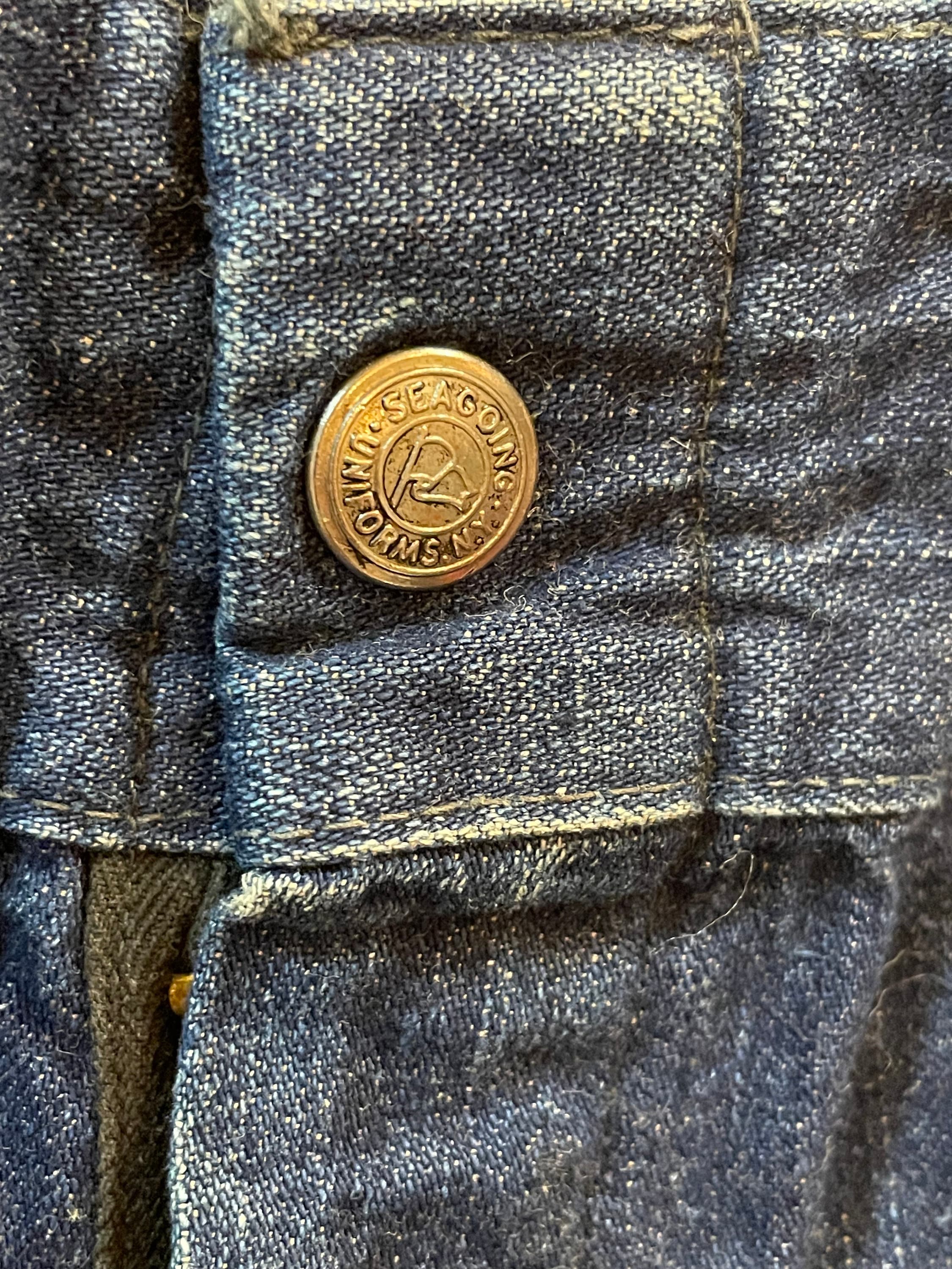 1950's Vintage Seafarer High Rise Sanforized Denim Navy Bell 1950's Vintage Seafarer High Rise Sanforized Denim Navy Bell