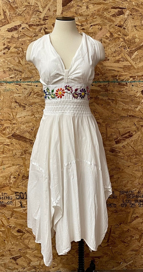 90’s  Vintage White Floral Embroidered Cotton Boh… - image 1