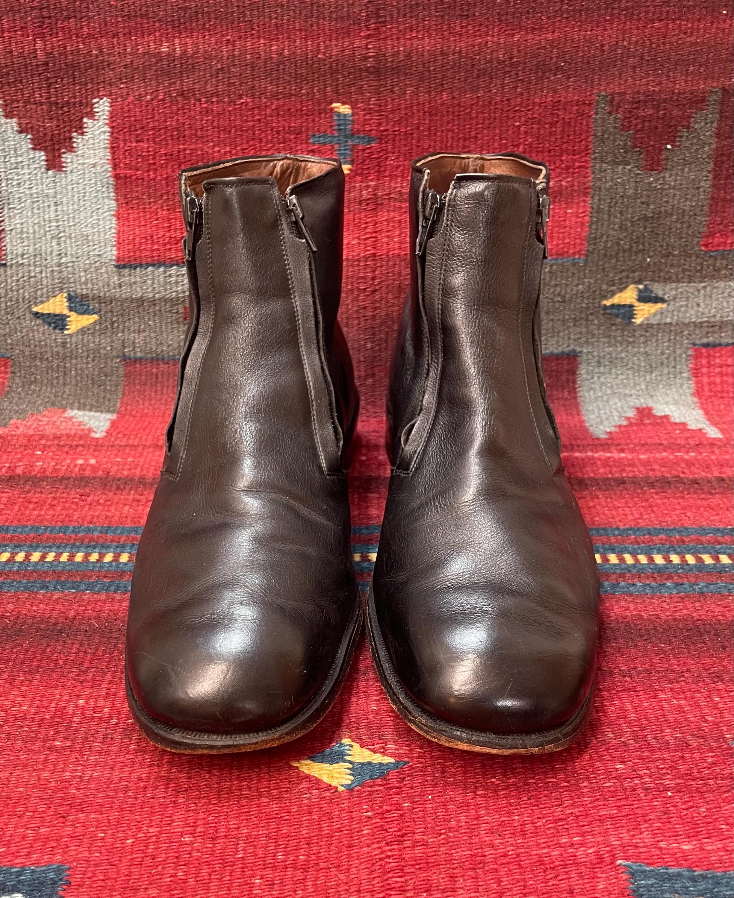 Men's Vintage Black Leather Allen Edmonds Double Zipper Chukka