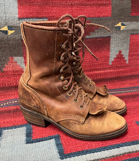 Vintage Durango Packer Logger Brown leather Boots 