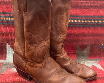 Vintage Western Cowboy Boots Size 10 D Brown Leather Vibram Sole USA Vibram chippewa 12 main image 3