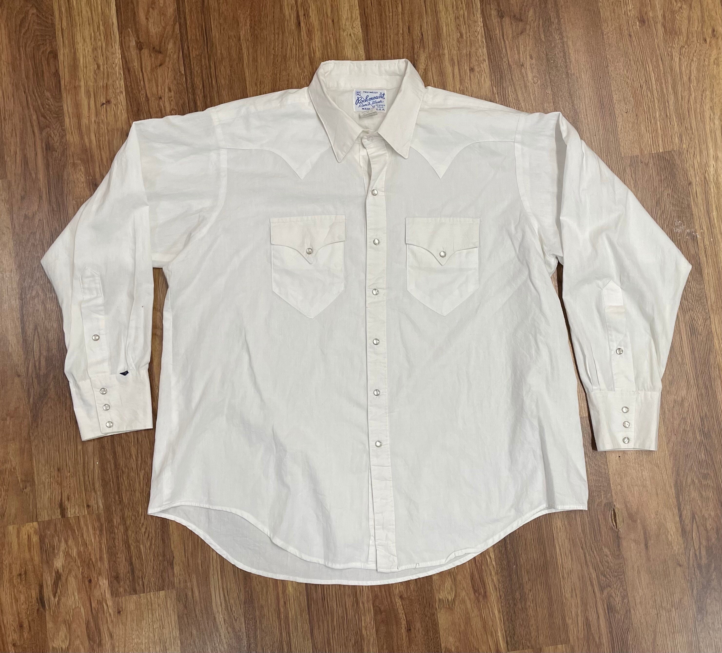 Vintage Rockmount Tru-west Ranch Wear White Western Pearl Snap