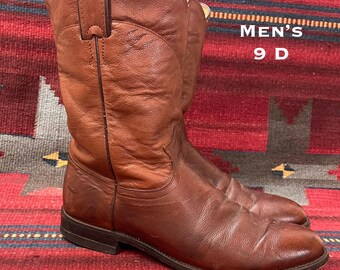 Justin Jackson Western Cowboy Boots Maroon Leather Riding Roper Mens 8.5 Justin Jackson Western Cowboy Boots Maroon Leather Riding  main image 3