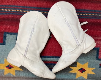 1990s Concho White Western Cowgirl Dance Cheer Soft Rubber Sole Boots Ladies 8 8.5 Etsy