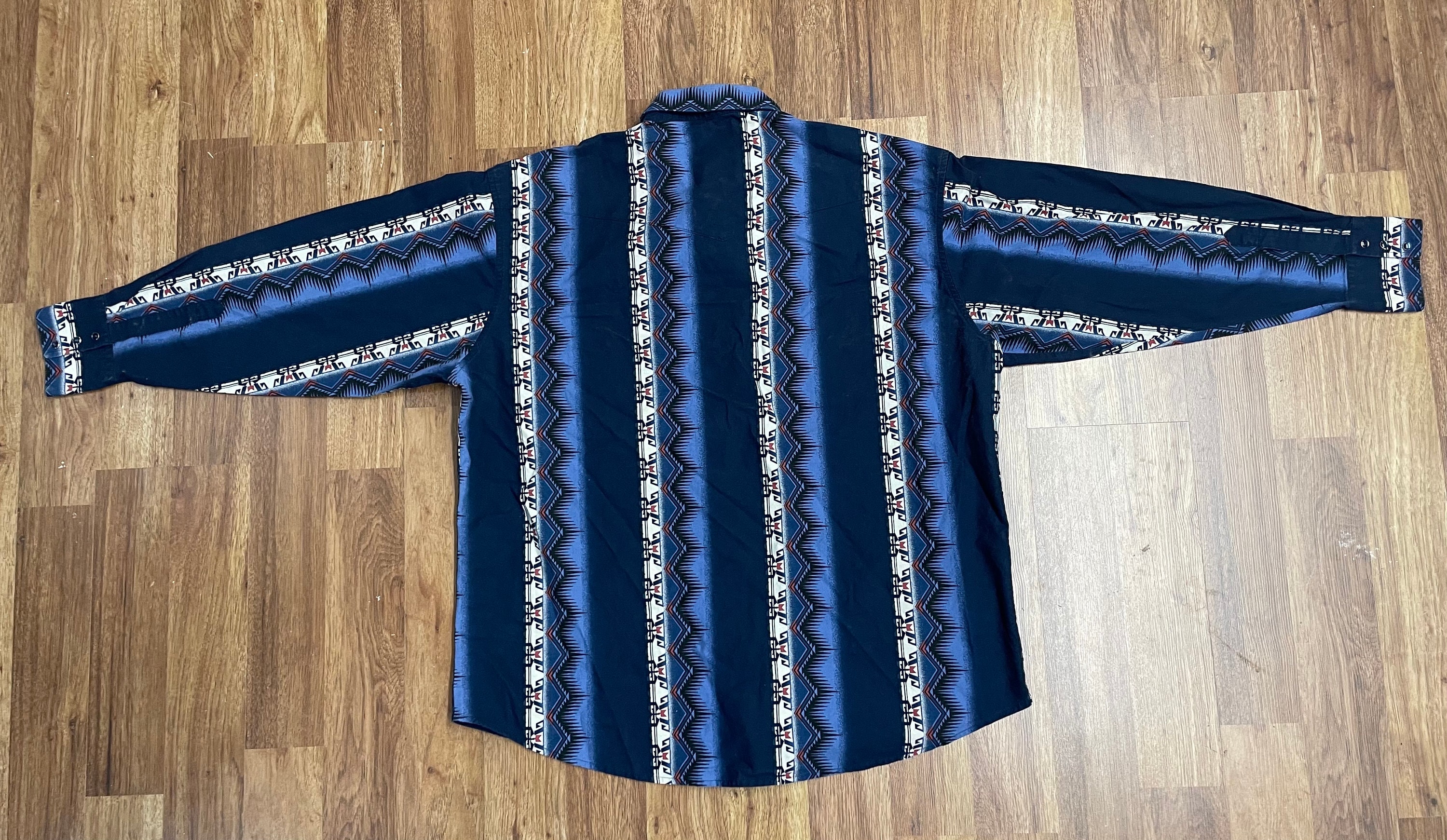 Vintage Wrangler Western chemise boutonnée aztèque sud-ouest