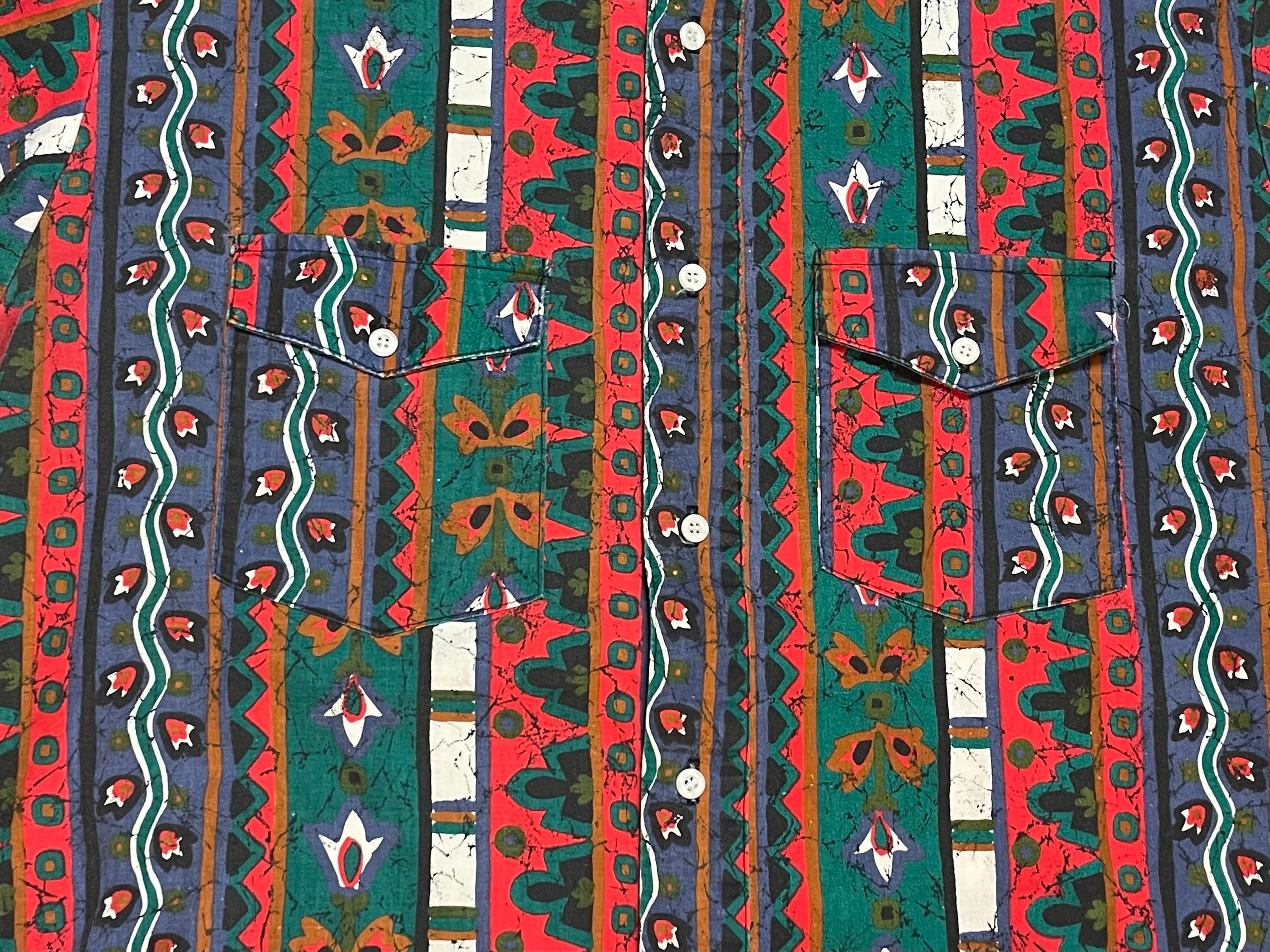 Batik Funky 1980’s Vintage Funky Colorful Wallpaper Batik Patterned Southwest ...