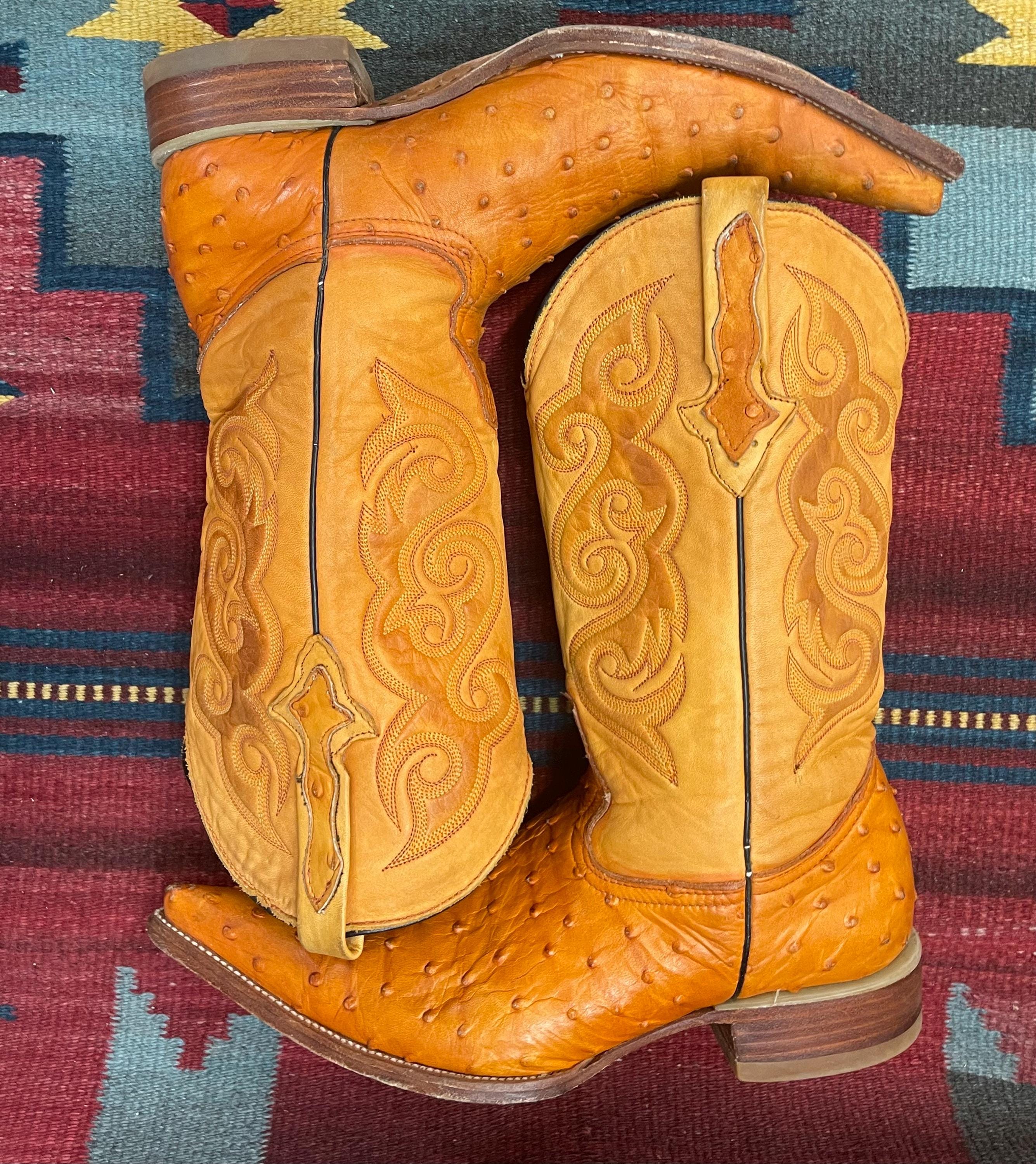 Vintage Tony Lama Butterscotch Ostrich Cowboy Boots Mens size 9.5 D *Read* Tony Lama Men main image 2