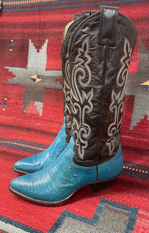 Stunning Justin Vintage Made in USA Leather Turquoise Blue  display picture 2
