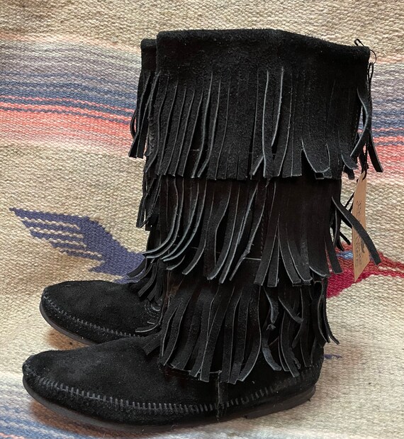 Vintage Minnetonka Ladies size 9 Suede 3 Layer Fr