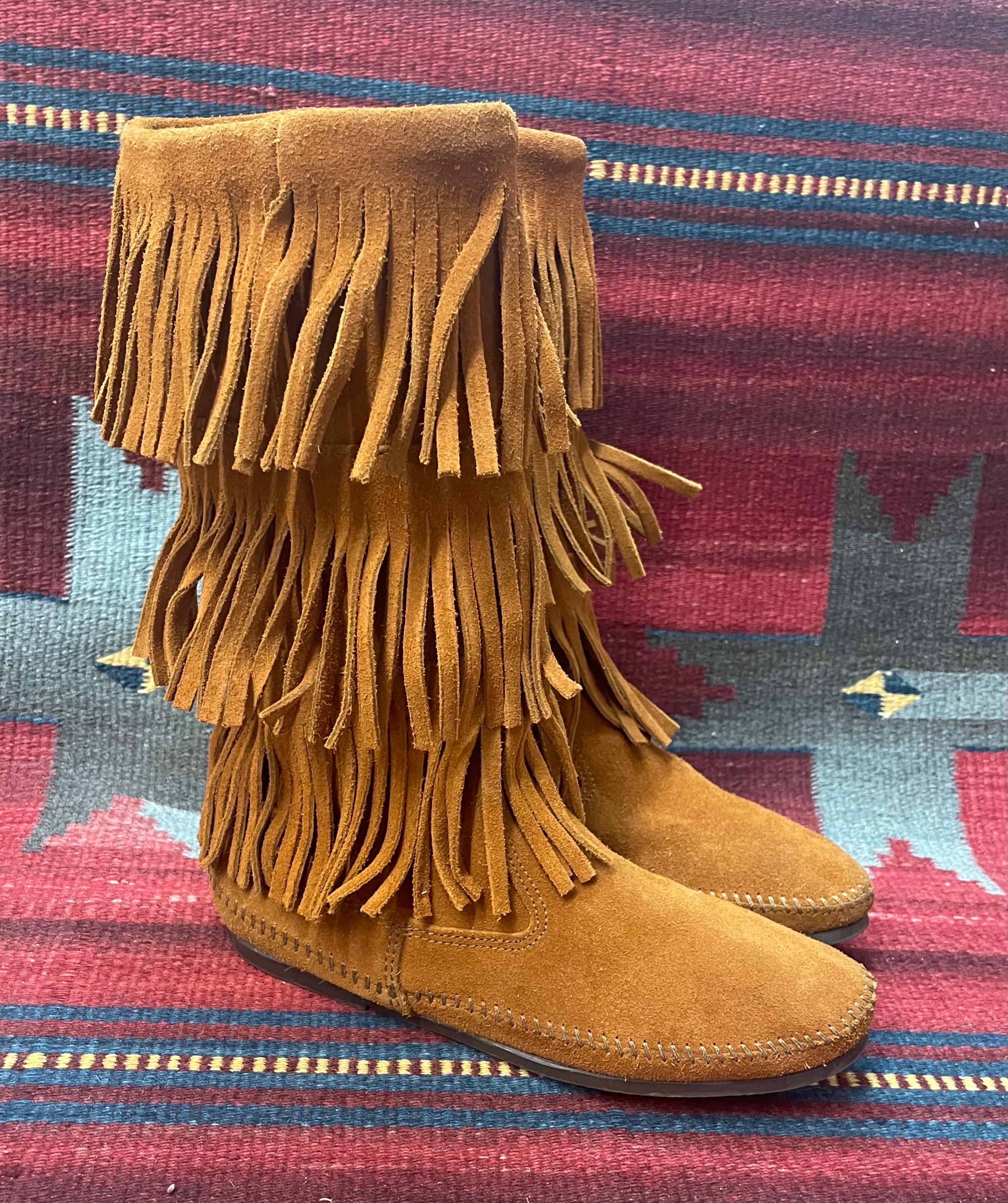 Bottes Femme Minnetonka - Mocassin à Franges Marron - Taille US 9 - Occasion En Excellent état