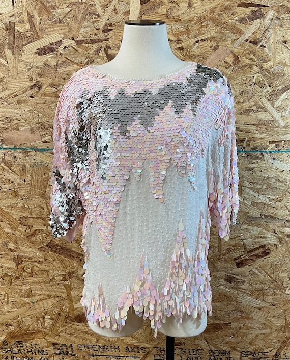 1980’s Stunning Glamorous Artsy Hand Beaded Sequin