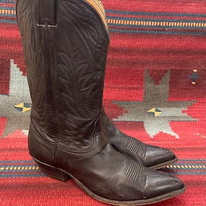 Men&#39;s Vintage Nocona Broken-in Black Leather Cowboy Western Boots size 11 D  Made in USA