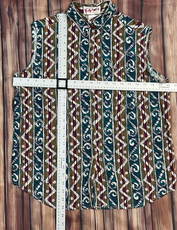 1980’s/ 1990’s  Button-Down patterned Sleeveless … - image 8