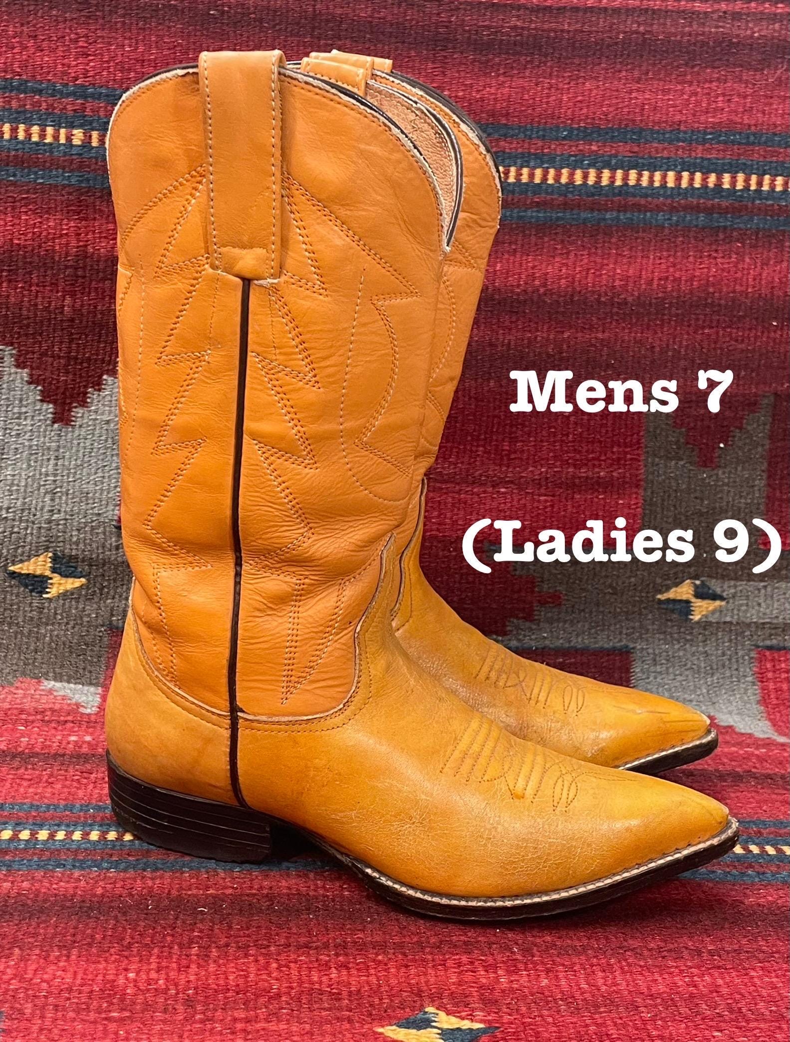 Vintage Butterscotch Peachy Leather Cowboy Western Boots US  display picture 1