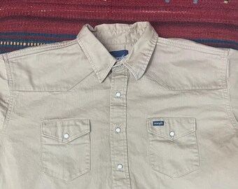 Chemise western Wrangler en flanelle vintage pour homme, grande taille, boutons-pression bleu perle - France
