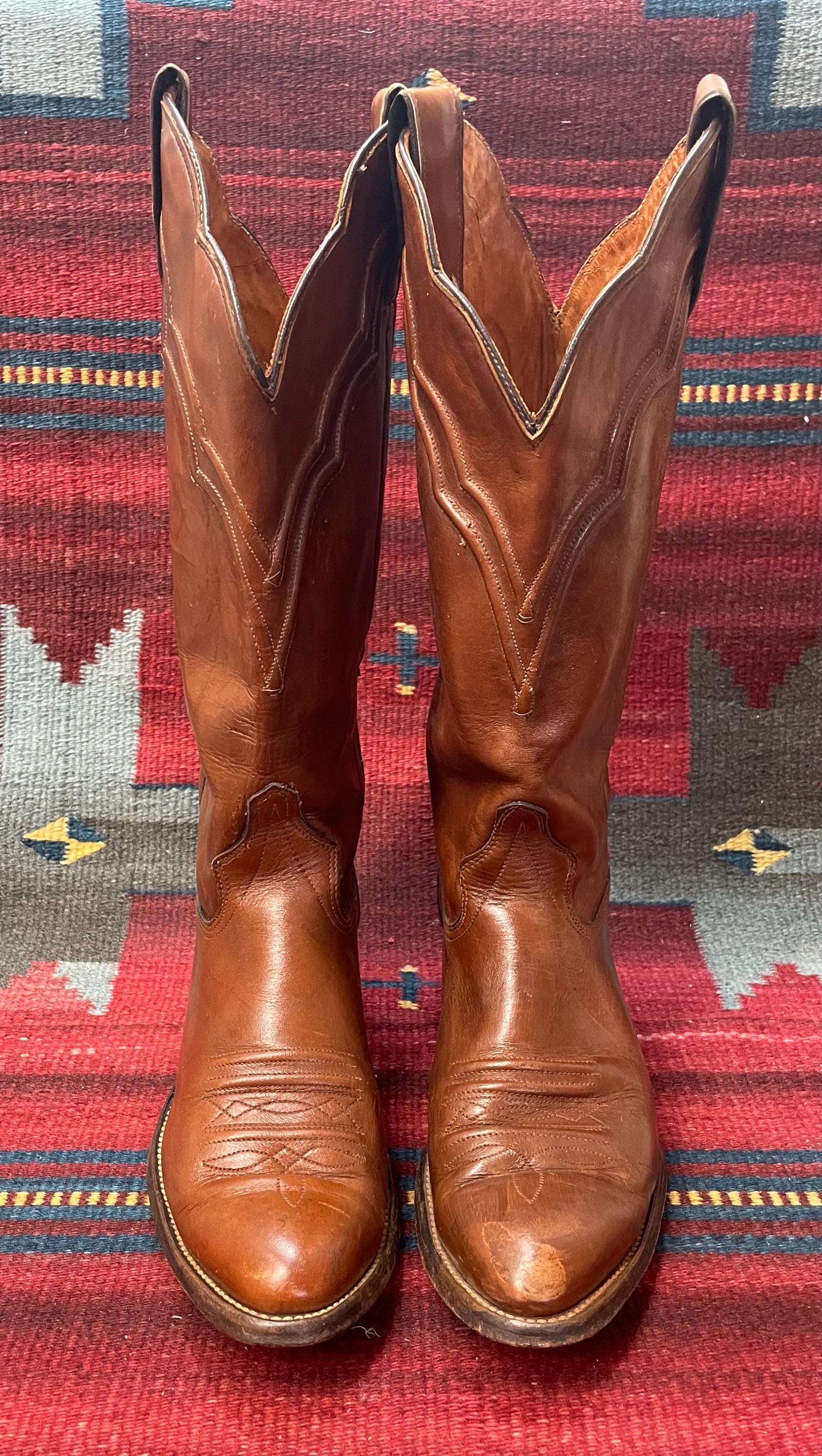 70's / 80's Vintage Broken-in Distressed Brown Leather Round Toe