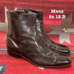 Vintage Florsheim Mid Calf Fashion Boots Men\'s 12 D Black Leather Vintage 70\'s Florsheim vintage mens boots - Gem main image 2