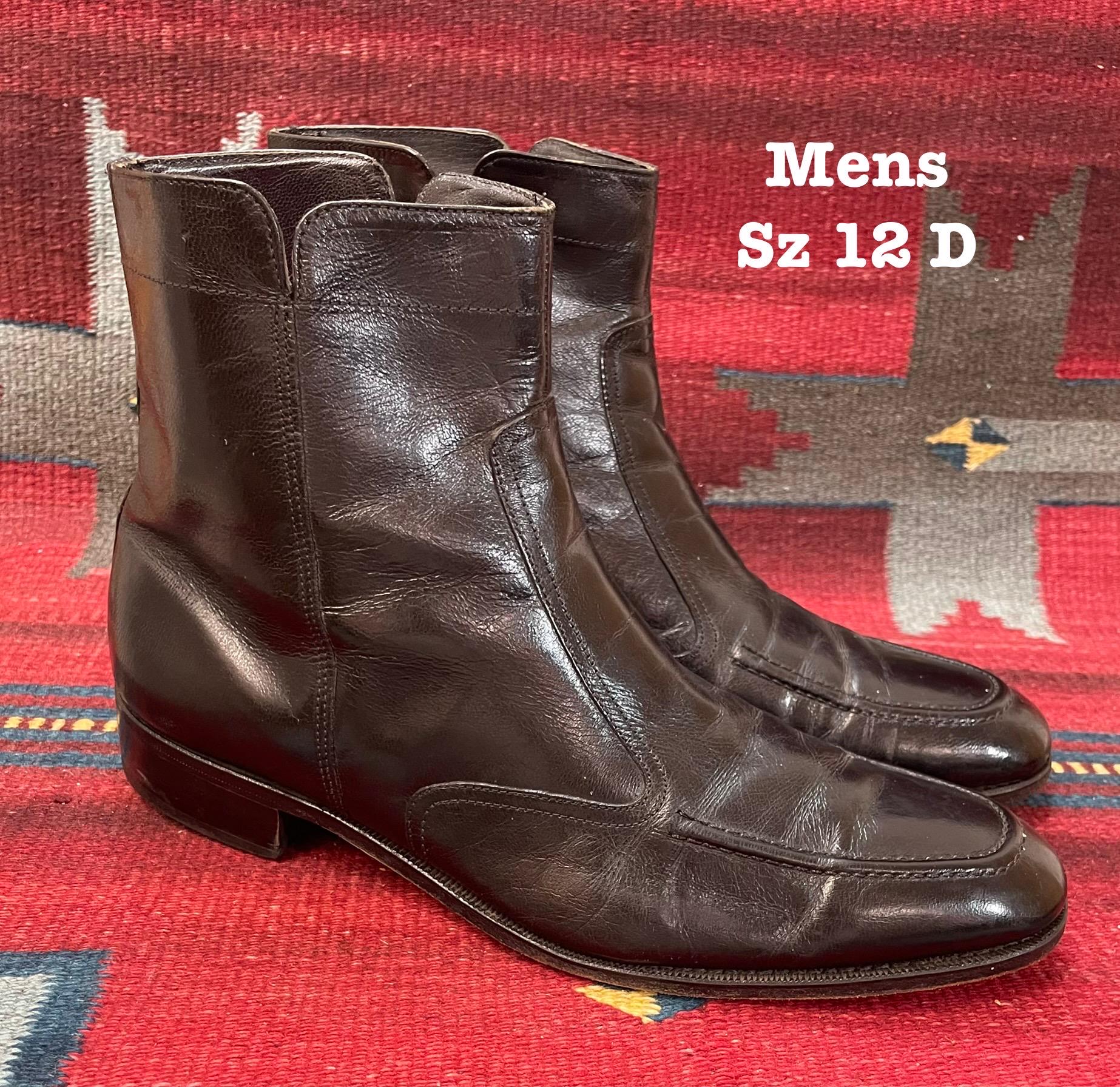 K　70s 80s Real leather イングランド製　ダブル VTG 70s 80s MENS 9.5 BLACK LEATHER NASTY FEET MOTORCYCLE BIKER