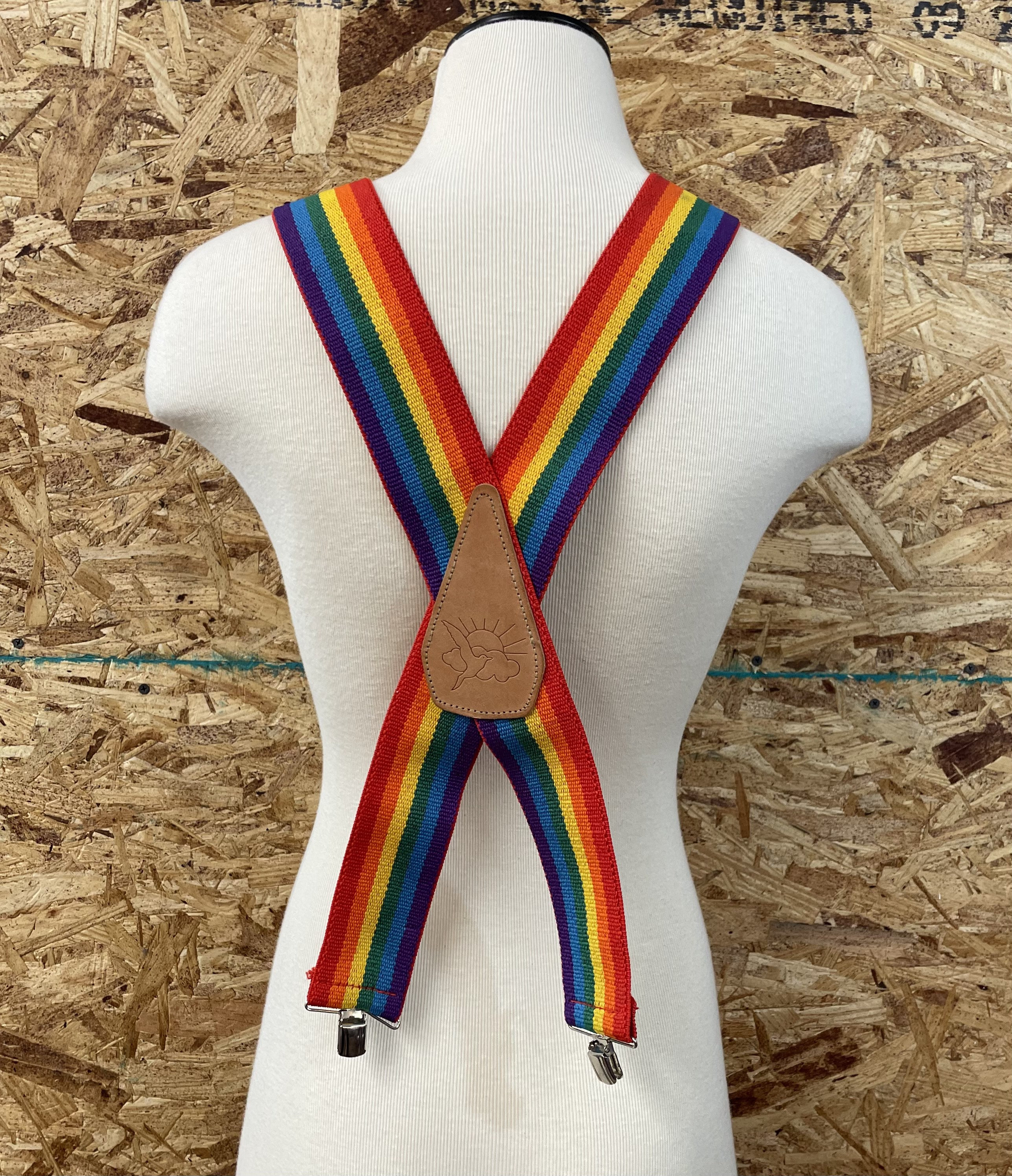 Children's Rainbow Skinny Braces // Kids Pride Flag Elastic Clip