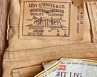 Vintage 1970’s Levi's Deadstock Student Fit Tan Corduroy Jeans size 25 X 30 (measured size 24 x 29) Style 20718