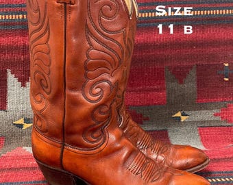 Vintage Dan Post Western Leather Brown Cowboy Boots - Size  display picture 1