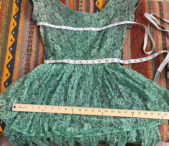 1950's Green Lace Cocktail Party Dress XXS / 0 - image 6