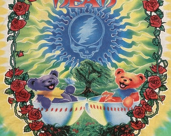レアScarlet;Grateful dead bear Grateful Dead Liquid Blue 1997 Scarlet Fire Tea for Two Tie