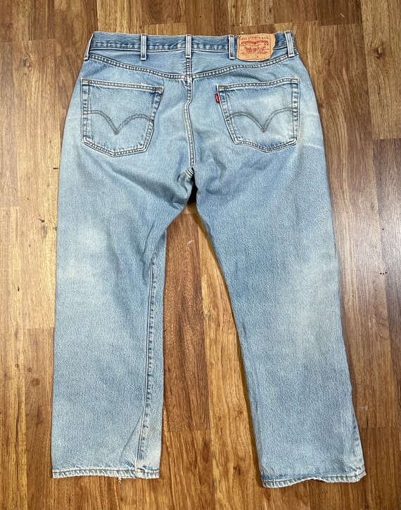 Broken-In & Distressed Vintage Button Fly Levi 50… - image 3