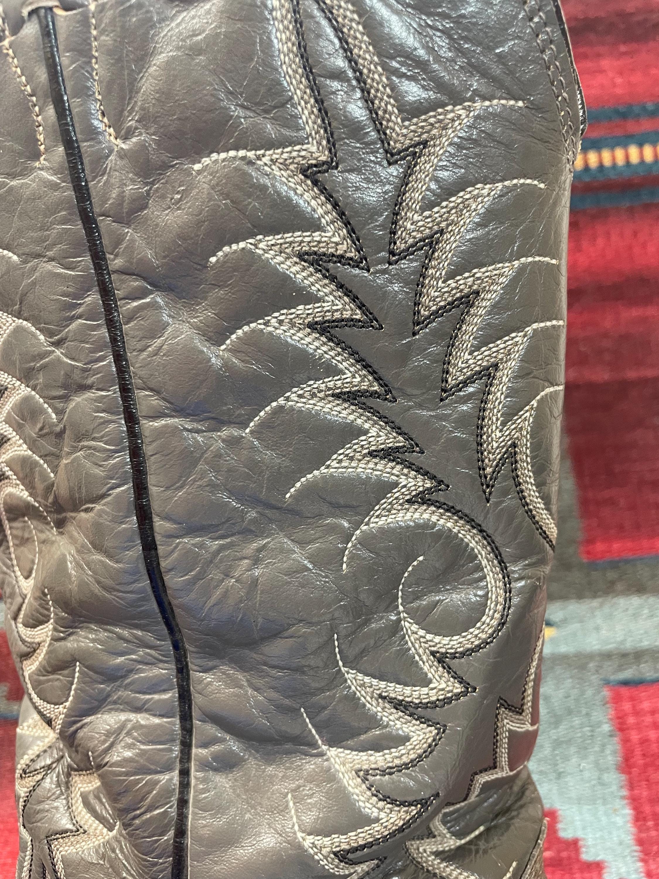 Bottes de cowboy western vintage Nocona en cuir souple gris