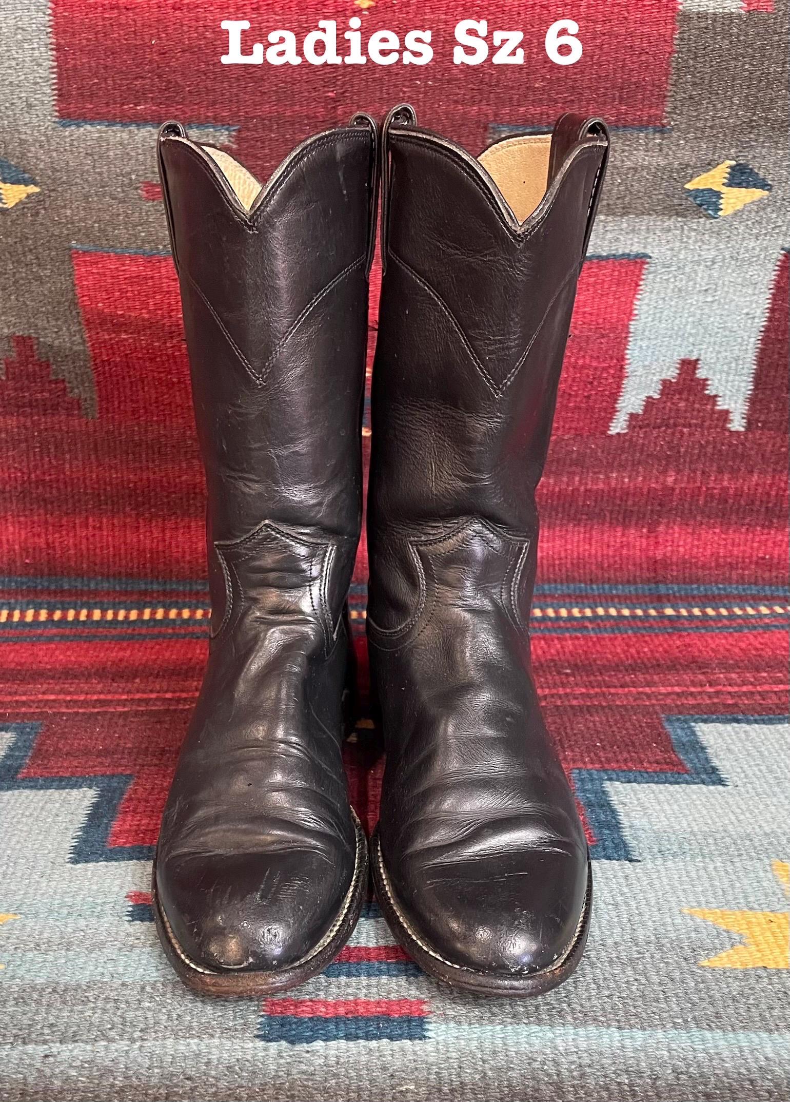 Justin Classic Roper Boots Homme Taille 9 1/2 EE 3435 Noir Cerise Cuir